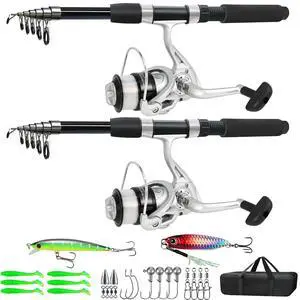 Fishing Pole Combo, 6.9ft 2Pcs Telescopic Rods Set, Collapsible Carbon Fiber Fishing Rods, 2PCS Spinning Reel Set with Carrier Bag Freshwater Fishing Rod and Reel Combos Kits Fishing Pole Combo, 6.9ft 2Pcs Telescopic Rods Set, Collapsible Carbon Fiber Fishing Rods, 2PCS Spinning Reel Set with Carrier Bag Freshwater Fishing Rod and Reel Combos Kits