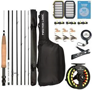 Fly Fishing Rod and Reel Combo Starter Kit, Graphite Fly Rod with Cork Handle, Die Cast Aluminum Reel, Fly Box Case & Fishing Flies and Carrying Case and Accessories Fly Fishing Rod and Reel Combo Starter Kit, Graphite Fly Rod with Cork Handle, Die Cast Aluminum Reel, Fly Box Case & Fishing Flies and Carrying Case and Accessories