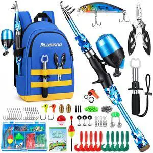 Kids Fishing Pole, Telescopic Fishing Rod and Reel Combo, Fishing Gear Kit with Backpack, Tackle Box, Spincast Reel, Youth Toddler Fishing Poles for Boys Girls Age 3-5 5-10 Kids Fishing Pole, Telescopic Fishing Rod and Reel Combo, Fishing Gear Kit with Backpack, Tackle Box, Spincast Reel, Youth Toddler Fishing Poles for Boys Girls Age 3-5 5-10