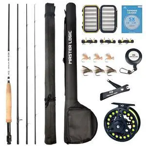 Fly Fishing Rod and Reel Combo Starter Kit, Graphite Fly Rod with Cork Handle, Die Cast Aluminum Reel, Fly Box Case & Fishing Flies and Carrying Case and Accessories Fly Fishing Rod and Reel Combo Starter Kit, Graphite Fly Rod with Cork Handle, Die Cast Aluminum Reel, Fly Box Case & Fishing Flies and Carrying Case and Accessories