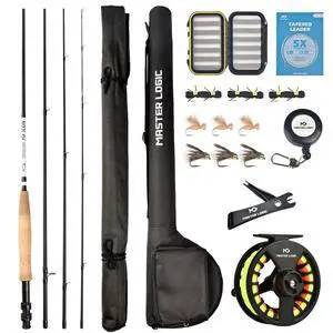 Fly Fishing Rod and Reel Combo Starter Kit, Graphite Fly Rod with Cork Handle, Die Cast Aluminum Reel, Fly Box Case & Fishing Flies and Carrying Case and Accessories Fly Fishing Rod and Reel Combo Starter Kit, Graphite Fly Rod with Cork Handle, Die Cast Aluminum Reel, Fly Box Case & Fishing Flies and Carrying Case and Accessories