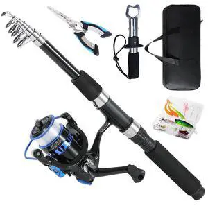 Fishing Rod, 6.9ft Telescopic Fishing Rod and Reel Combo with Fishing Pliers and Lip Gripper Fishing Equipment, 5.2:1 Pre-Loaded Spinning Reel Combo Set Fishing Pole Fishing Rod, 6.9ft Telescopic Fishing Rod and Reel Combo with Fishing Pliers and Lip Gripper Fishing Equipment, 5.2:1 Pre-Loaded Spinning Reel Combo Set Fishing Pole
