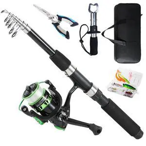 Fishing Rod, 6.9ft Telescopic Fishing Rod and Reel Combo with Fishing Pliers and Lip Gripper Fishing Equipment, 5.2:1 Pre-Loaded Spinning Reel Combo Set Fishing Pole Fishing Rod, 6.9ft Telescopic Fishing Rod and Reel Combo with Fishing Pliers and Lip Gripper Fishing Equipment, 5.2:1 Pre-Loaded Spinning Reel Combo Set Fishing Pole