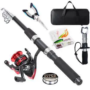 Fishing Rod, 6.9ft Telescopic Fishing Rod and Reel Combo with Fishing Pliers and Lip Gripper Fishing Equipment, 5.2:1 Pre-Loaded Spinning Reel Combo Set Fishing Pole Fishing Rod, 6.9ft Telescopic Fishing Rod and Reel Combo with Fishing Pliers and Lip Gripper Fishing Equipment, 5.2:1 Pre-Loaded Spinning Reel Combo Set Fishing Pole
