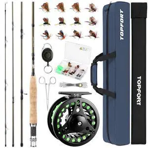Fly Fishing Rod and Reel Combo, 4-Piece Fly Rod Kit with Complete Fly Fishing Gear: Fly Rod, Pre-Spooled Fly Fishing Reel, Fishing Flies, Leader, Forceps, Nipper and Carrying Case Fly Fishing Rod and Reel Combo, 4-Piece Fly Rod Kit with Complete Fly Fishing Gear: Fly Rod, Pre-Spooled Fly Fishing Reel, Fishing Flies, Leader, Forceps, Nipper and Carrying Case