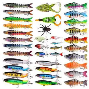 Fishing Artificial Lures Kit Mixed Including Front Diving Fin Minnow Surface Popper Crank Baits Pencil VIB with Hook and Soft Lures Accessories for Saltwater Freshwater Trout Bass Tackle Gift Set Fishing Artificial Lures Kit Mixed Including Front Diving Fin Minnow Surface Popper Crank Baits Pencil VIB with Hook and Soft Lures Accessories for Saltwater Freshwater Trout Bass Tackle Gift Set