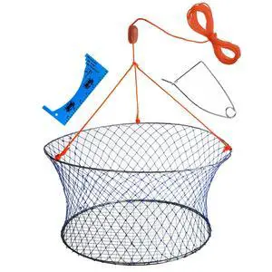 Wire Grid Bottom Crab Nets Two Ring Crab Kit with Harness and Bait Clip 24 X 20 X 12 Wire Grid Bottom Crab Nets Two Ring Crab Kit with Harness and Bait Clip 24 X 20 X 12