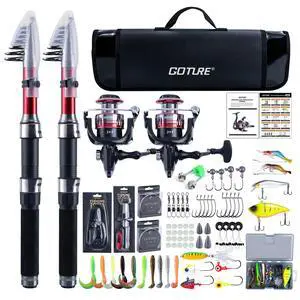 Fishing Rod and Reel Combos-2PCS Telescopic Fishing Pole+2PCS Spinning Reels with Carrier Bag,2.1M Telescopic Rod Reel Kit for Starter Travel Saltwater Freshwater,Gifts for Men Fishing Rod and Reel Combos-2PCS Telescopic Fishing Pole+2PCS Spinning Reels with Carrier Bag,2.1M Telescopic Rod Reel Kit for Starter Travel Saltwater Freshwater,Gifts for Men