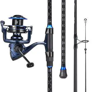 Surf Fishing Rod and Reel Combo, Heavy 3-Piece Travel Spinning Rod with Reel for Red Drum, Striped Bass, Beach & Saltwater Fishing(9'/10'/11'/12') Surf Fishing Rod and Reel Combo, Heavy 3-Piece Travel Spinning Rod with Reel for Red Drum, Striped Bass, Beach & Saltwater Fishing(9'/10'/11'/12')