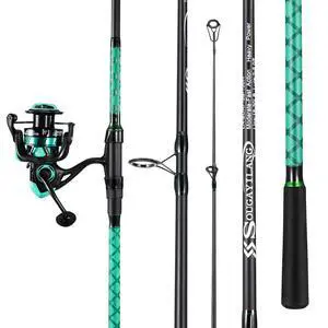 Surf Fishing Rod and Reel Combo, Heavy 3-Piece Travel Spinning Rod with Reel for Red Drum, Striped Bass, Beach & Saltwater Fishing(9'/10'/11'/12') Surf Fishing Rod and Reel Combo, Heavy 3-Piece Travel Spinning Rod with Reel for Red Drum, Striped Bass, Beach & Saltwater Fishing(9'/10'/11'/12')