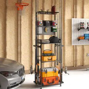 Fishing Rod Holders for Garage, Fishing Rod Rack Hold Up to 12 Rods, 3 Tier Shelf, Pegboard and Wooden Countertops Designied for Fishing Pole Tackle Box Reel Line Storage, Fishing Gift Fishing Rod Holders for Garage, Fishing Rod Rack Hold Up to 12 Rods, 3 Tier Shelf, Pegboard and Wooden Countertops Designied for Fishing Pole Tackle Box Reel Line Storage, Fishing Gift