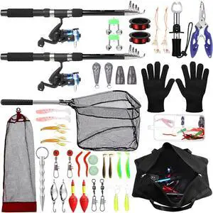 Telescopic Fishing Rod and Reel Combo, 6.89ft 2pcs Collapsible Rod with Plier Lip Gripper Lures Carrier Bag Pre-Loaded Spinning Reel Saltwater Freshwater Fishing Pole Kit Telescopic Fishing Rod and Reel Combo, 6.89ft 2pcs Collapsible Rod with Plier Lip Gripper Lures Carrier Bag Pre-Loaded Spinning Reel Saltwater Freshwater Fishing Pole Kit