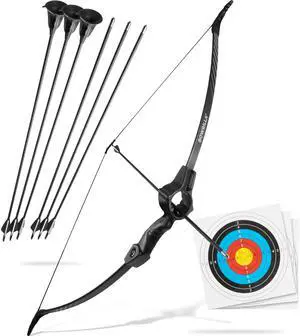 ® Bow and Arrow for Kids Ages 6+ | Beginner Archery Set with Aim Guide, 6 Carbon Hybrid Arrows & 3 Targets | 3-Piece Take-Down Recurve Youth Bow for Left & Right Handers ® Bow and Arrow for Kids Ages 6+ | Beginner Archery Set with Aim Guide, 6 Carbon Hybrid Arrows & 3 Targets | 3-Piece Take-Down Recurve Youth Bow for Left & Right Handers