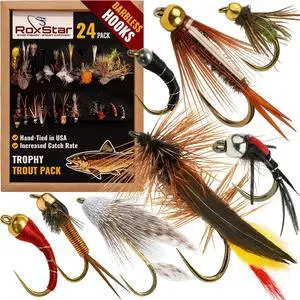 RoxStar Fly Shop Trophy Trout Top Wet & Dry Flies for Trout. Proven Nationwide to Catch Fish! Tied in-House Never Outsourced Fly Fishing Gift RoxStar Fly Shop Trophy Trout Top Wet & Dry Flies for Trout. Proven Nationwide to Catch Fish! Tied in-House Never Outsourced Fly Fishing Gift