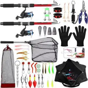 Telescopic Fishing Rod and Reel Combo, 6.89ft 2pcs Collapsible Rod with Plier Lip Gripper Lures Carrier Bag Pre-Loaded Spinning Reel Saltwater Freshwater Fishing Pole Kit Telescopic Fishing Rod and Reel Combo, 6.89ft 2pcs Collapsible Rod with Plier Lip Gripper Lures Carrier Bag Pre-Loaded Spinning Reel Saltwater Freshwater Fishing Pole Kit
