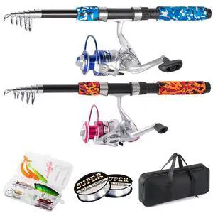 Fishing Rod, 6.9ft 2Pcs Telescopic Fishing Pole Set, Spinning Rod and Reel Combo with Carrier Bag Freshwater Fishing Rod and Reel Combos Kits Fishing Gear (Type B: 2PCS Fishing Combo) Fishing Rod, 6.9ft 2Pcs Telescopic Fishing Pole Set, Spinning Rod and Reel Combo with Carrier Bag Freshwater Fishing Rod and Reel Combos Kits Fishing Gear (Type B: 2PCS Fishing Combo)
