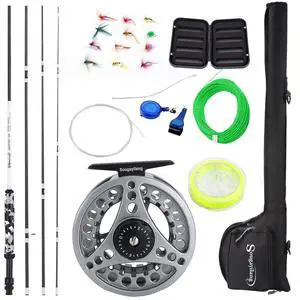 Standard Fly Fishing Combo Starter Kit, 5/6 Weight 9' Fly Rod with SuperPolymer Handle, Accessories, Carrying Case, Fly Box Case & Fishing Flies Standard Fly Fishing Combo Starter Kit, 5/6 Weight 9' Fly Rod with SuperPolymer Handle, Accessories, Carrying Case, Fly Box Case & Fishing Flies