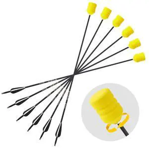 30 Inch Foam Tipped Arrows, 6/12 Pcs Removable Sponge Tip Archery LARP Practice Arrows with Archery Carbon Bow for Compound Bow, Combat Game, Training, Cs Shooting 30 Inch Foam Tipped Arrows, 6/12 Pcs Removable Sponge Tip Archery LARP Practice Arrows with Archery Carbon Bow for Compound Bow, Combat Game, Training, Cs Shooting