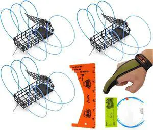 Castable Crab Trap for Pier, Jetty & Surf - 6-Loop Fishing Pole Crab Trap | Dungeness, Blue & Rock Crabs | Lead-Free | CA, OR, WA, MD & FL, Made in USA (3 Traps + Gauge Kit) Castable Crab Trap for Pier, Jetty & Surf - 6-Loop Fishing Pole Crab Trap | Dungeness, Blue & Rock Crabs | Lead-Free | CA, OR, WA, MD & FL, Made in USA (3 Traps + Gauge Kit)