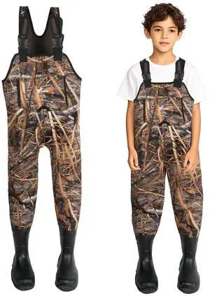 Hunting Waders for Kids, Neoprene Youth Fishing Waders with Boot, Lightweight Chest Waders for Toddler Children Hunting Waders for Kids, Neoprene Youth Fishing Waders with Boot, Lightweight Chest Waders for Toddler Children