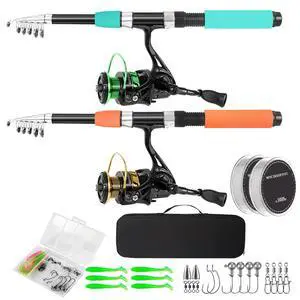 Telescopic Fishing Rod and Reel Combo Set, 2PCS Collapsible Fishing Poles, Fishing Kit with Spinning Reel, Travel Saltwater Freshwater Fishing Gear for Adults Beginners Telescopic Fishing Rod and Reel Combo Set, 2PCS Collapsible Fishing Poles, Fishing Kit with Spinning Reel, Travel Saltwater Freshwater Fishing Gear for Adults Beginners