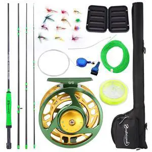 Standard Fly Fishing Combo Starter Kit, 5/6 Weight 9' Fly Rod with SuperPolymer Handle, Accessories, Carrying Case, Fly Box Case & Fishing Flies Standard Fly Fishing Combo Starter Kit, 5/6 Weight 9' Fly Rod with SuperPolymer Handle, Accessories, Carrying Case, Fly Box Case & Fishing Flies