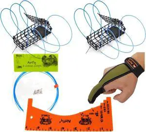 Castable Crab Trap for Pier, Jetty & Surf - 6-Loop Fishing Pole Crab Trap | Dungeness, Blue & Rock Crabs | Lead-Free | CA, OR, WA, MD & FL, Made in USA (2 Traps + Gauge Kit) Castable Crab Trap for Pier, Jetty & Surf - 6-Loop Fishing Pole Crab Trap | Dungeness, Blue & Rock Crabs | Lead-Free | CA, OR, WA, MD & FL, Made in USA (2 Traps + Gauge Kit)
