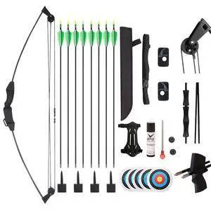 Compound Bow and Arrow Set for Youth & Teens, Beginner Archery Set with 15-18 LB Draw Weight, 8 Arrows, Target Paper & Arm Guard Outdoor Shooting Sports Equipment for Beginners Compound Bow and Arrow Set for Youth & Teens, Beginner Archery Set with 15-18 LB Draw Weight, 8 Arrows, Target Paper & Arm Guard Outdoor Shooting Sports Equipment for Beginners