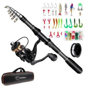 Fishing Pole Kit, Carbon Fiber Telescopic Fishing Rod and Reel Combo with Spinning Reel, Line, Bionic Bait, Hooks and Carrier Bag for Adult Teens Beginners Fishing Pole Kit, Carbon Fiber Telescopic Fishing Rod and Reel Combo with Spinning Reel, Line, Bionic Bait, Hooks and Carrier Bag for Adult Teens Beginners