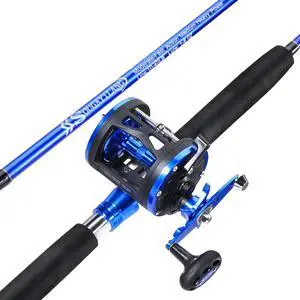 Fishing Rod Combo, 2-Piece Trolling Fishing Reel Combo with 3.8:1 Gear Ratio & 3+1 Bearings, Aluminum Reel Seat for Saltwater/Big Game Fish Fishing Rod Combo, 2-Piece Trolling Fishing Reel Combo with 3.8:1 Gear Ratio & 3+1 Bearings, Aluminum Reel Seat for Saltwater/Big Game Fish