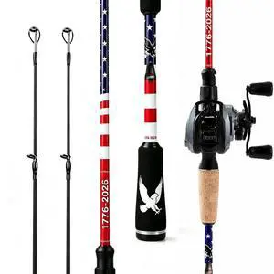 DC Baitcasting Reel Combo with Smart Digital Brake, Anti-Backlash, USA 250th Anniversary Design Fishing Rod, Signature DC Sound, Easy-Control 7.1:1 Baitcaster for Beginners & Bass Fishing DC Baitcasting Reel Combo with Smart Digital Brake, Anti-Backlash, USA 250th Anniversary Design Fishing Rod, Signature DC Sound, Easy-Control 7.1:1 Baitcaster for Beginners & Bass Fishing