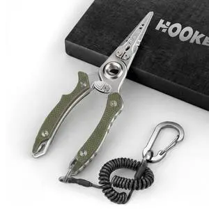 Anti-Twist Fishing Pliers with Multi-Function Design, 7.1" Saltwater 17-4 Stainless Steel Fishing Gear with G10 Handles, Split Ring Pliers, Fish Hook Remover Tool - Army Green Anti-Twist Fishing Pliers with Multi-Function Design, 7.1" Saltwater 17-4 Stainless Steel Fishing Gear with G10 Handles, Split Ring Pliers, Fish Hook Remover Tool - Army Green