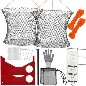 2 Set Crab Trap Hoop Net 24 Two Ring Crab Traps Folded Cage Pot with Rope, Bait Bag, Clip, Ruler, Buoy, Line, Wire Mesh Portable Crabbing Snare Kit for Crabbing Blue Crabs Lobster Dock Pier 2 Set Crab Trap Hoop Net 24 Two Ring Crab Traps Folded Cage Pot with Rope, Bait Bag, Clip, Ruler, Buoy, Line, Wire Mesh Portable Crabbing Snare Kit for Crabbing Blue Crabs Lobster Dock Pier