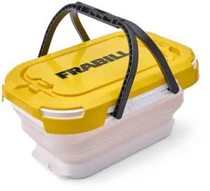 Collapsible Bait Bucket with Aerator-White/Yel Collapsible Bait Bucket with Aerator-White/Yel