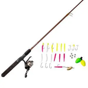 33 Micro Trigger Spincast Reel and Fishing Rod Combo, 6-Foot 6-Inch 2-Piece Telescopic Rod, Size 10 Reel, 30-Piece Trout Magnet Tackle 33 Micro Trigger Spincast Reel and Fishing Rod Combo, 6-Foot 6-Inch 2-Piece Telescopic Rod, Size 10 Reel, 30-Piece Trout Magnet Tackle