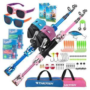 Kids Fishing Pole Set, Telescopic Fishing Rod Reel Combo Kids Starter Kit with Lures Tackle Box, Foldable Stool and Portable Bag for Boys Girls Younth Kids Fishing Pole Set, Telescopic Fishing Rod Reel Combo Kids Starter Kit with Lures Tackle Box, Foldable Stool and Portable Bag for Boys Girls Younth