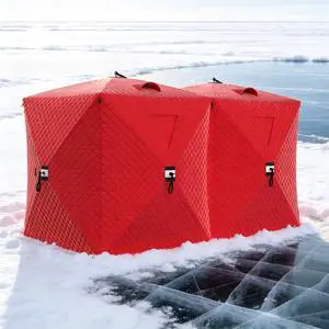 Insulated Pop-Up Ice Fishing Tent Shelter, 68 Person Portable Hub-Style Cabin Shanty, 60-Second Instant Setup, Windproof Thermal, Winter Ice Fishing Tent w/Ice Anchors, Stability Ropes & Carry Bag Insulated Pop-Up Ice Fishing Tent Shelter, 68 Person Portable Hub-Style Cabin Shanty, 60-Second Instant Setup, Windproof Thermal, Winter Ice Fishing Tent w/Ice Anchors, Stability Ropes & Carry Bag