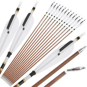 31" Carbon Arrows Spine 340 400 500 600 Archery Hunting Arrows with Natural Feather Removable Tips Targeting Arrows for Compound & Recurve & Traditional Bow 6/12pcs 31" Carbon Arrows Spine 340 400 500 600 Archery Hunting Arrows with Natural Feather Removable Tips Targeting Arrows for Compound & Recurve & Traditional Bow 6/12pcs