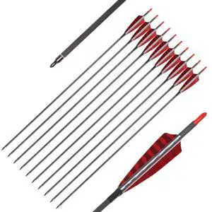 Pure Carbon Arrows 600 700 Spine 30 Inch Turkey Feather Fletching Screw in Field Points Targeting Hunting for Traditional Long Bow Recurve Bow Compound Bow Pure Carbon Arrows 600 700 Spine 30 Inch Turkey Feather Fletching Screw in Field Points Targeting Hunting for Traditional Long Bow Recurve Bow Compound Bow