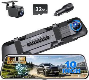 Mirror Dash Cam,Rear View Mirror Camera 10'', 1080P FHD Full Touch Screen Dash Cam Front and RearCam with Night Vision, Streaming Media 170°Wide Angle Parking Assistance Free 32GB Card Mirror Dash Cam,Rear View Mirror Camera 10'', 1080P FHD Full Touch Screen Dash Cam Front and RearCam with Night Vision, Streaming Media 170°Wide Angle Parking Assistance Free 32GB Card