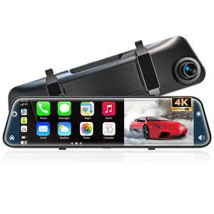4K Rear View Mirror Camera with Carplay&Android Auto,12" Mirror Dash Cam Front and Rear with Voice Control for Cars&Trucks,Smart Touch Screen,64GB Card Included/Loop Record/Reverse Assist 4K Rear View Mirror Camera with Carplay&Android Auto,12" Mirror Dash Cam Front and Rear with Voice Control for Cars&Trucks,Smart Touch Screen,64GB Card Included/Loop Record/Reverse Assist