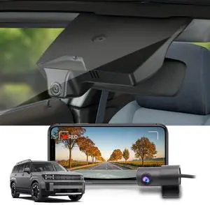 Front 4K+Rear 1080P Dash Cam Adapts for Hyundai Santa Fe 2024-2026 (Part No#P6000), OEM Factory Look, 2 Way HD Video, Built-in WiFi & APP, Loop Recording, G-Sensor, Easy to Set, 128GB Card Front 4K+Rear 1080P Dash Cam Adapts for Hyundai Santa Fe 2024-2026 (Part No#P6000), OEM Factory Look, 2 Way HD Video, Built-in WiFi & APP, Loop Recording, G-Sensor, Easy to Set, 128GB Card