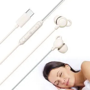 SleepTones USB-C Wired Sleep Earbuds for Side Sleepers with Lightweight Low-Profile Silicone Earpieces, Noise Reduction Sleeping Headphones with Built-in Mic & Volume Controls (Beige) SleepTones USB-C Wired Sleep Earbuds for Side Sleepers with Lightweight Low-Profile Silicone Earpieces, Noise Reduction Sleeping Headphones with Built-in Mic & Volume Controls (Beige)