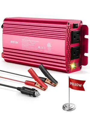 500W Pure Sine Wave Power Inverter DC 12V to AC 110V Car Converter | PD 30W & QC 18W Fast Charging Port, Dual AC Outlets, Car Power Plug Adapter for Solar, RV, Truck, Outdoor Camping, Road Trips 500W Pure Sine Wave Power Inverter DC 12V to AC 110V Car Converter | PD 30W & QC 18W Fast Charging Port, Dual AC Outlets, Car Power Plug Adapter for Solar, RV, Truck, Outdoor Camping, Road Trips