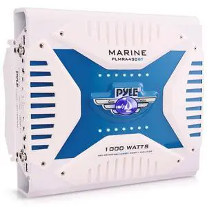2.1 Bluetooth Marine Amplifier Receiver - Waterproof 4 Channel Wireless Bridgeable Audio Amp for Stereo Speaker with 1000 Watt Power Dual MOSFET Supply, GAIN Level and LED Indicator - PLMRA430BT 2.1 Bluetooth Marine Amplifier Receiver - Waterproof 4 Channel Wireless Bridgeable Audio Amp for Stereo Speaker with 1000 Watt Power Dual MOSFET Supply, GAIN Level and LED Indicator - PLMRA430BT