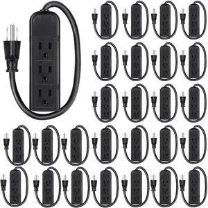 36 Pack 3 Outlet Power Strip Extension Cord with Flat Plug Mini Cord 3 Ground Heavy Duty Mountable Outlets Strip for Computer Phone Home Office (1 ft,Black) 36 Pack 3 Outlet Power Strip Extension Cord with Flat Plug Mini Cord 3 Ground Heavy Duty Mountable Outlets Strip for Computer Phone Home Office (1 ft,Black)