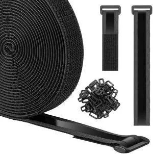 Heavy Duty Hook and Loop Cinch Straps with Non-Slip Rubber Backing | 1 in x 16 ft, 25 Buckles | Cut-to-Length Adjustable Straps for Fastening & Organizing | Black Heavy Duty Hook and Loop Cinch Straps with Non-Slip Rubber Backing | 1 in x 16 ft, 25 Buckles | Cut-to-Length Adjustable Straps for Fastening & Organizing | Black