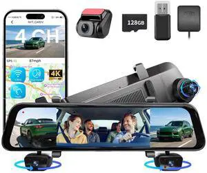 2026 4K Mirror Dash Cam 4 Channel, 12" Touch Screen Rear View Mirror Camera for Cars,4K Dashcam Front Rear Inside, IR Night Vision,WiFi,APP,GPS, Voice Control,Free 128GB SD 2026 4K Mirror Dash Cam 4 Channel, 12" Touch Screen Rear View Mirror Camera for Cars,4K Dashcam Front Rear Inside, IR Night Vision,WiFi,APP,GPS, Voice Control,Free 128GB SD