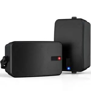 AC-Powered Outdoor Bluetooth Speakers | Wireless Sync 100+ Speakers | IPX5 Waterproof Wall Mount | for Party, Patio, Porch, Garage (Pair, Black) AC-Powered Outdoor Bluetooth Speakers | Wireless Sync 100+ Speakers | IPX5 Waterproof Wall Mount | for Party, Patio, Porch, Garage (Pair, Black)
