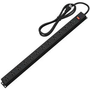 12 Outlet Long Power Strip Surge Protector with 2100 Joules, 6FT Power Cord, Wide Spaced Outlet Power Bar, Overload Protection Switch, Industrial Heavy Duty for Work Bench, Shop, Garage (Black) 12 Outlet Long Power Strip Surge Protector with 2100 Joules, 6FT Power Cord, Wide Spaced Outlet Power Bar, Overload Protection Switch, Industrial Heavy Duty for Work Bench, Shop, Garage (Black)